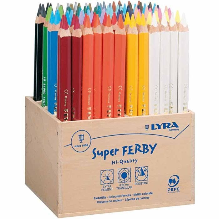Super Ferby 1 colouring pencils, L: 18 cm, lead 6,25 mm, assorted colours, 96pc/ 1 pack