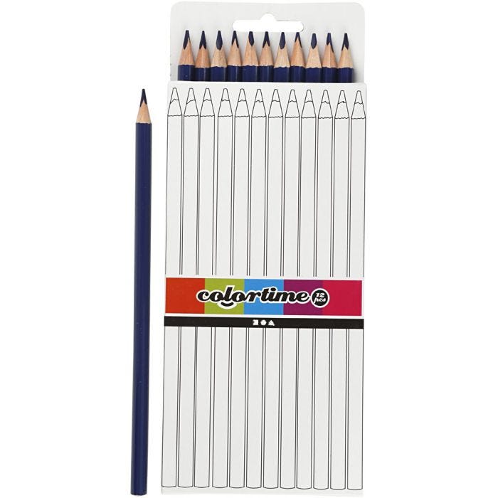 Colortime Colouring Pencils, L: 17 cm, lead 3 mm, dark blue, 12 pc/ 1 pack