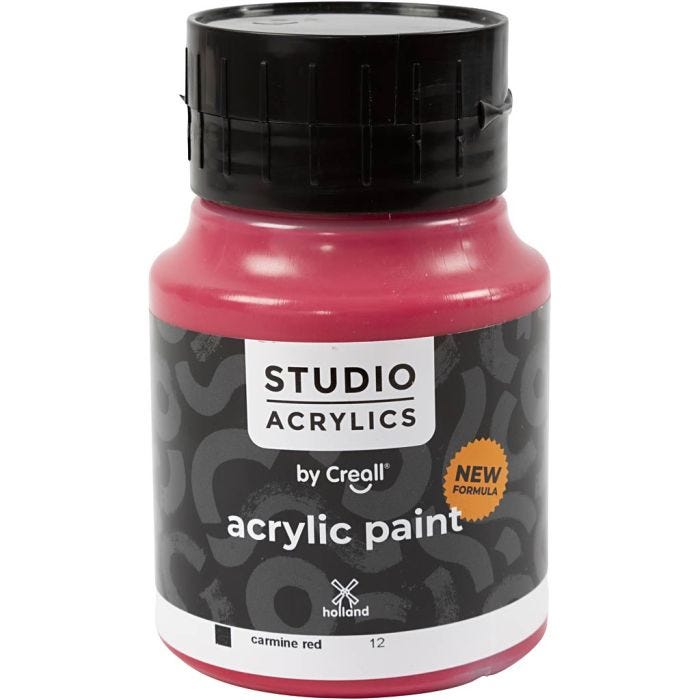 Creall Studio Acrylic Paint, opaque, carmine red (12), 500 ml/ 1 bottle