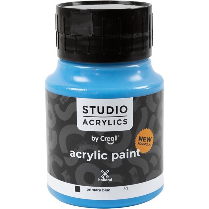 Creall Studio Acrylic Paint, opaque, primary blue (30), 500 ml/ 1 bottle