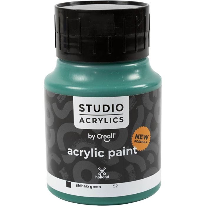 Creall Studio Acrylic Paint, opaque, phtalo green (52), 500 ml/ 1 bottle