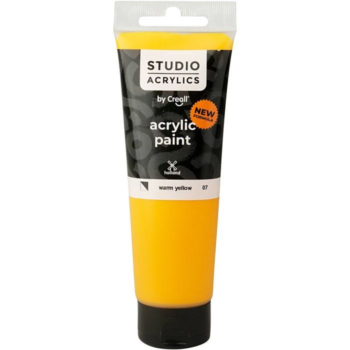 Creall Studio Acrylic Paint, semi opaque, warm yellow (07), 120 ml/ 1 bottle