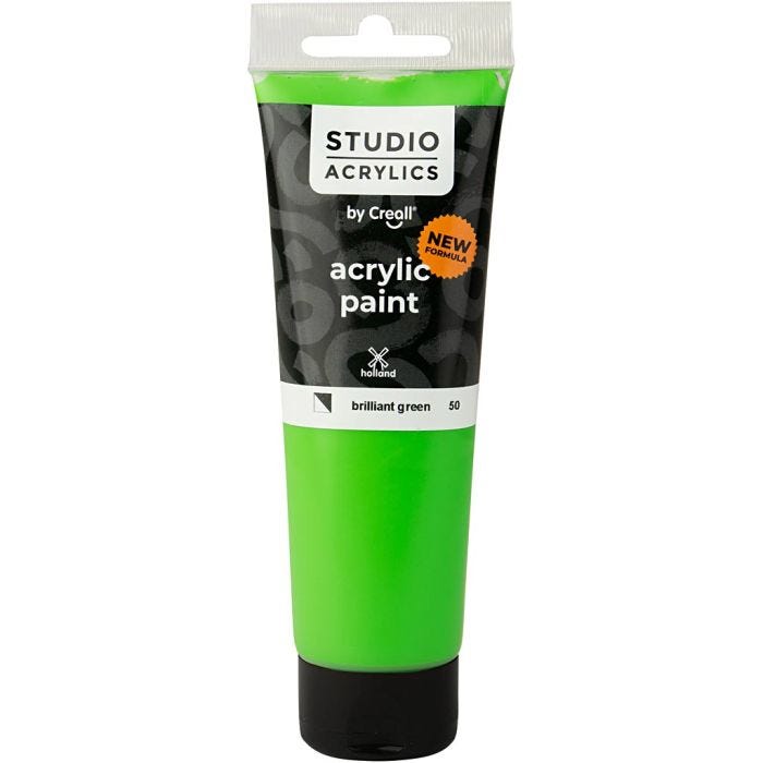 Creall Studio Acrylic Paint, semi opaque, brilliant green (50), 120 ml/ 1 bottle