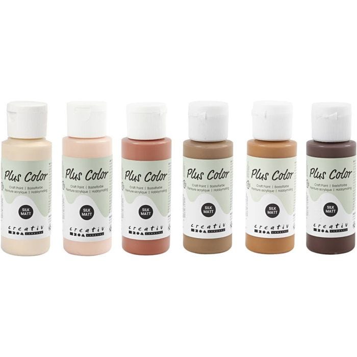 Plus Color Craft Paint, assorted colours, 6x60 ml/ 1 pack