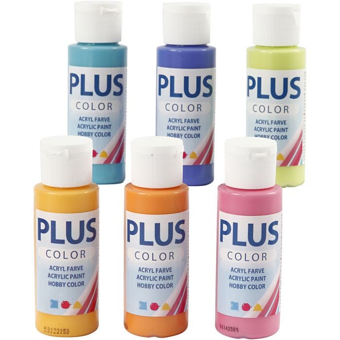 Plus Color Craft Paint, colorful, 6x60 ml/ 1 pack