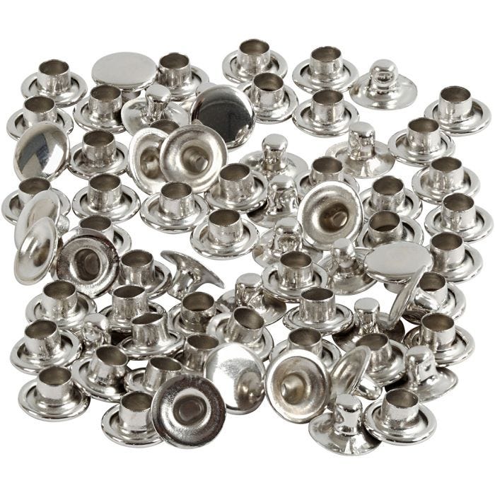 Rivets, dia. 7 mm, silver, 50 pc/ 1 pack