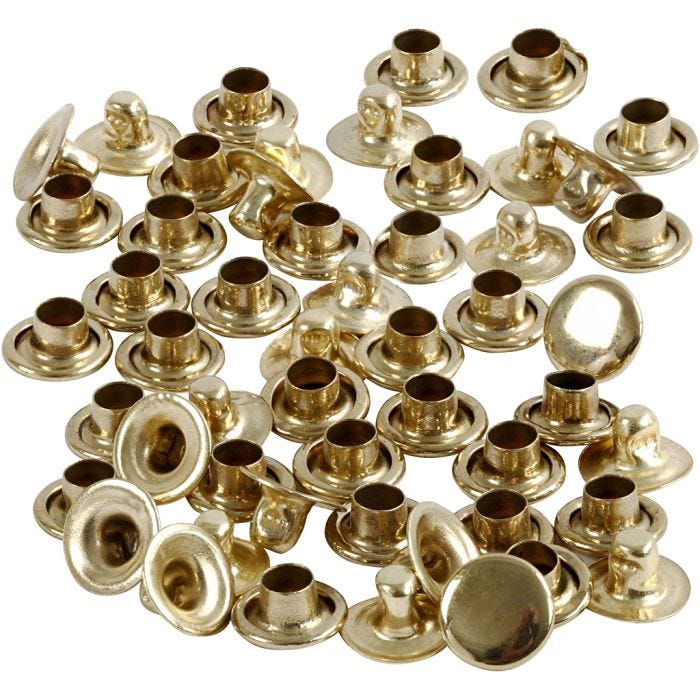 Rivets, dia. 7 mm, brass, 50 pc/ 1 pack