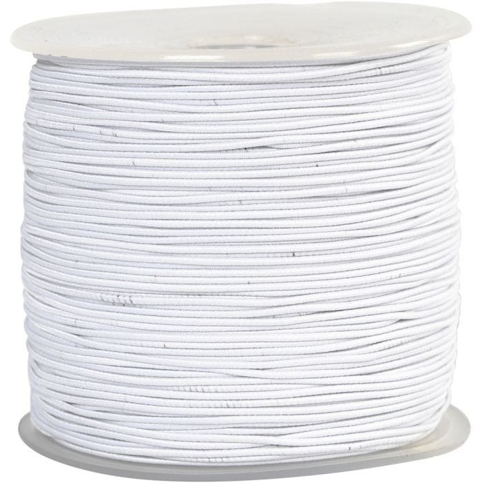 Elastic Cord, thickness 1 mm, white, 250 m/ 1 roll