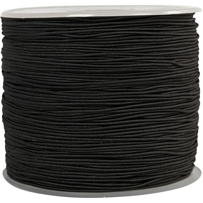 Elastic Beading Cord, thickness 1 mm, black, 250 m/ 1 roll