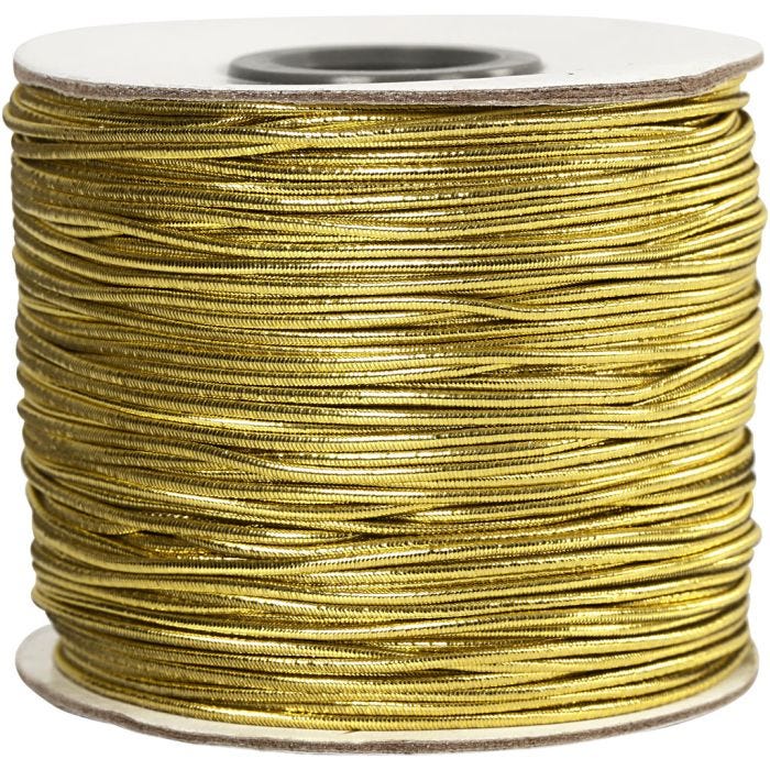 Elastic Beading Cord, thickness 1 mm, gold, 100 m/ 1 roll