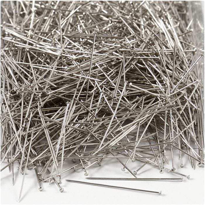 Straight Pins, L: 37 mm, thickness 0,7 mm, silver, 500 g/ 1 pack