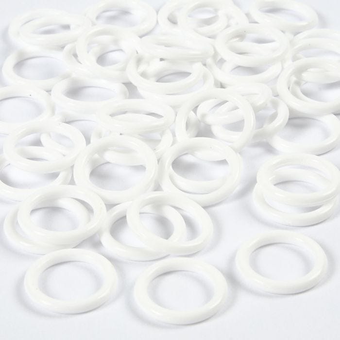 Plastic Ring, size 15 mm, thickness 2 mm, white, 50 pc/ 1 pack