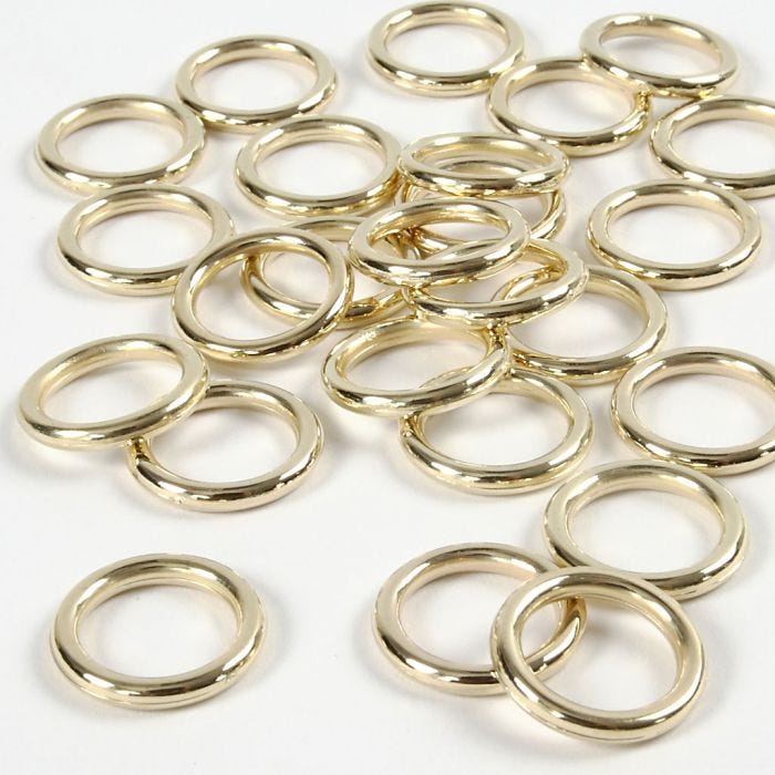 Plastic Ring, size 15 mm, thickness 2 mm, gold, 25 pc/ 1 pack