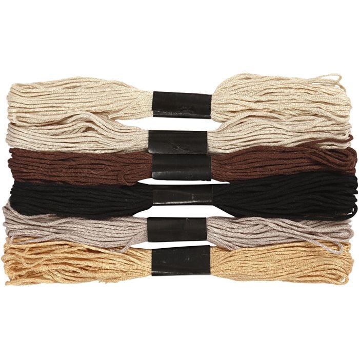 Embroidery Thread, thickness 1 mm, natural, 6 bundle/ 1 pack