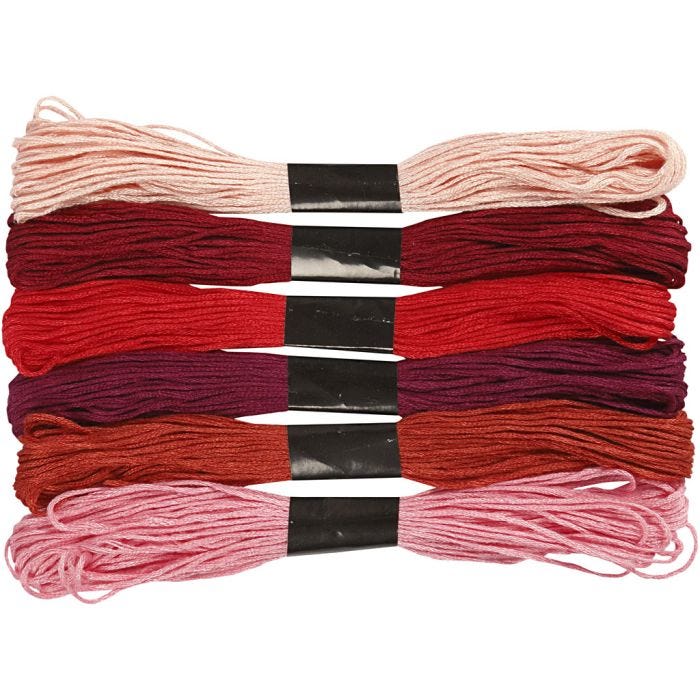 Embroidery thread, thickness 1 mm, red harmony, 6bundle/ 1 pack