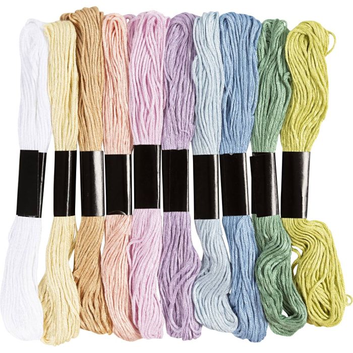 Embroidery Thread, thickness 1 mm, pastel colours, 10x8 m/ 1 pack