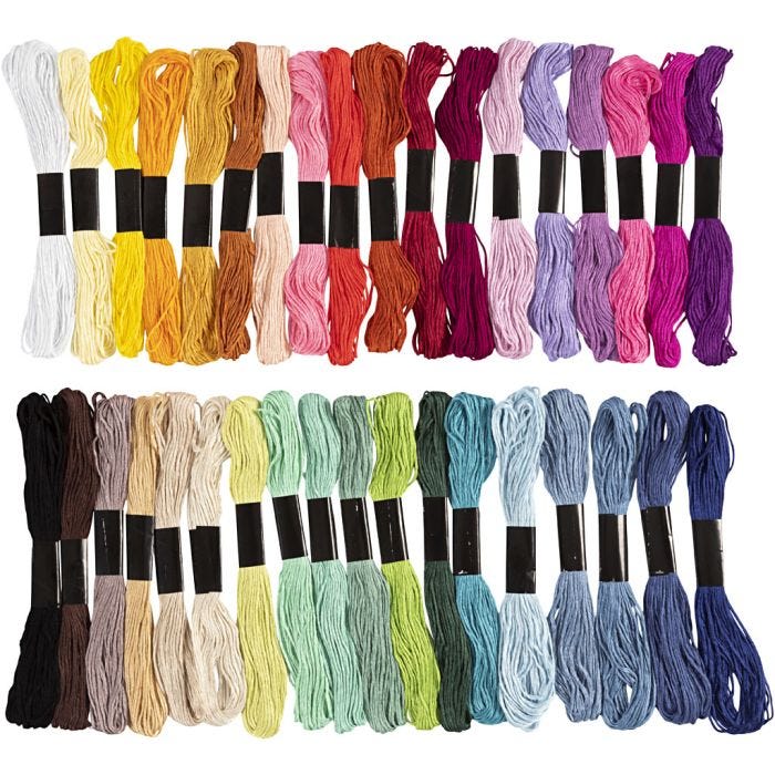 Embroidery Thread, thickness 1 mm, assorted colours, 42 bundle/ 1 pack