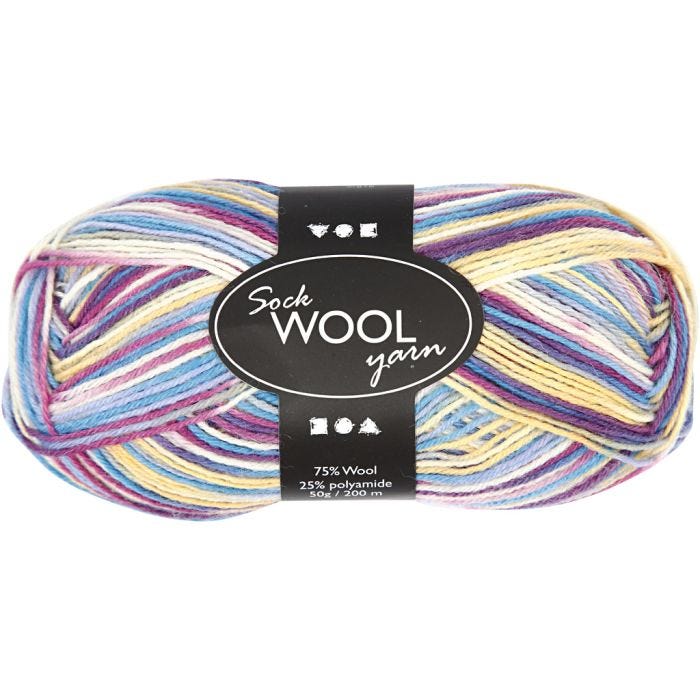 Sock Yarn, 200 M, purple/pink harmony, 50g/ 1 ball