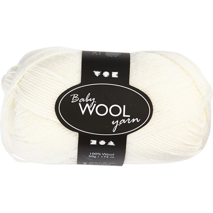 Baby Yarn, L: 172 M, white, 50 g/ 1 ball