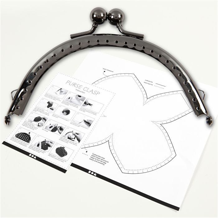 Purse Clasp Kit, 10 cm, antique silver, 1 pc