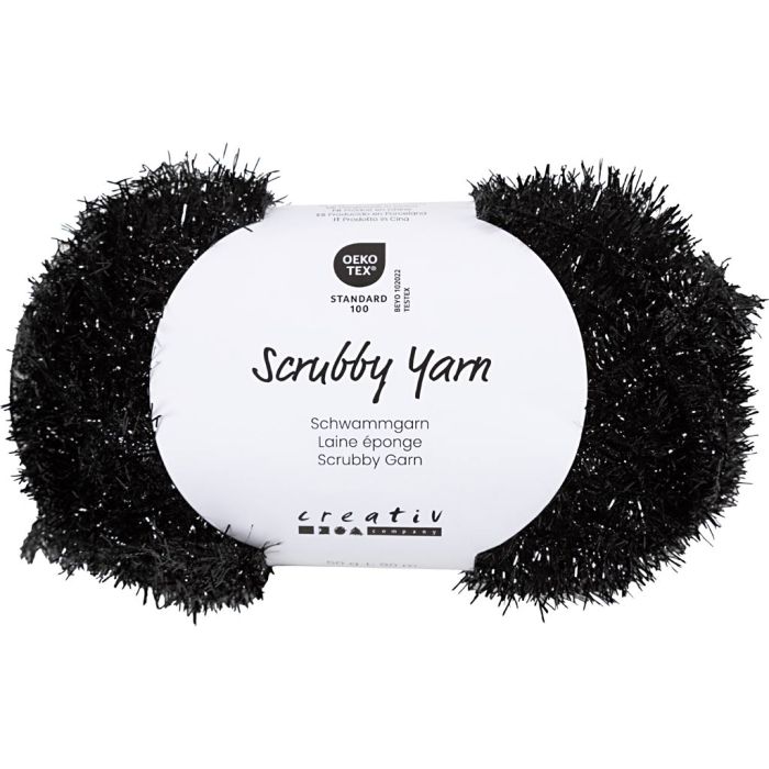 Scrubby Yarn, L: 90 M, black, 50 g/ 1 ball