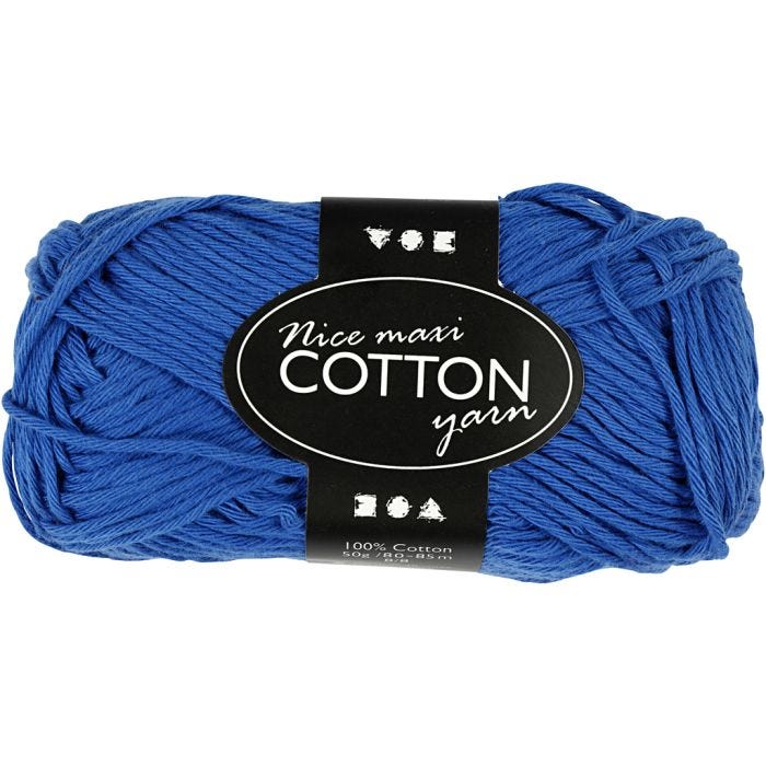 Cotton Yarn, no. 8/8, L: 80-85 m, size maxi , cobalt blue, 50 g/ 1 ball