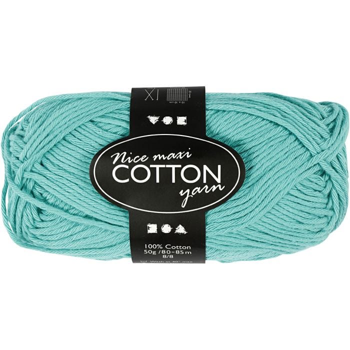 Cotton Yarn, no. 8/8, L: 80-85 m, size maxi , green, 50 g/ 1 ball