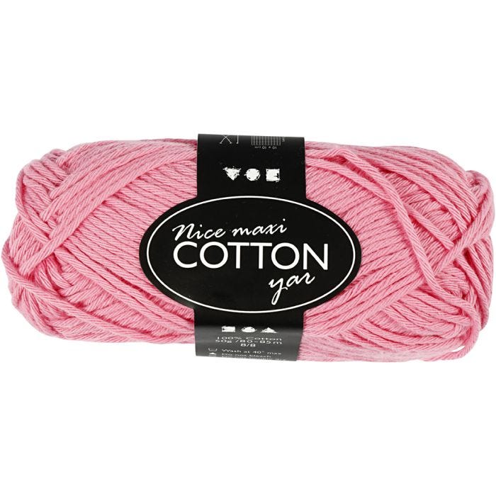 Cotton Yarn, 8/8, L: 80-85 M, size maxi, light red, 50g/ 1 ball