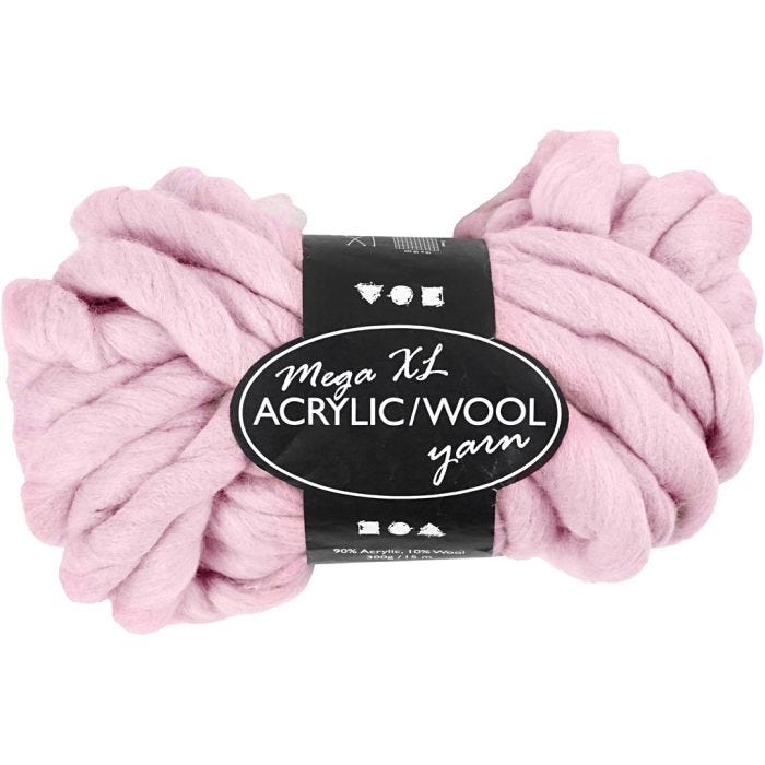 Chunky Yarn of Acrylic/Wool, L: 15 M, size mega, rose, 300 g/ 1 ball