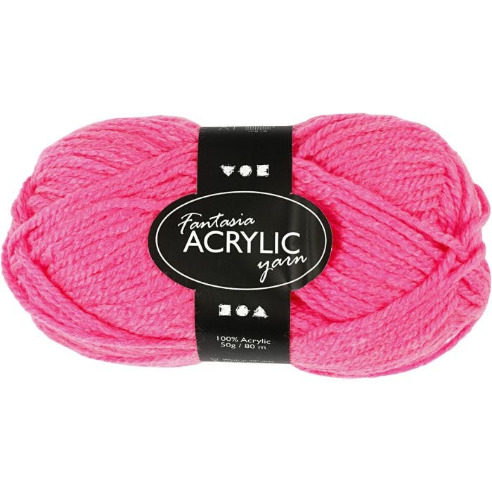 Fantasia Acrylic Yarn, L: 80 M, neon pink, 50 g/ 1 ball