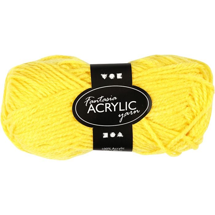 Fantasia Acrylic Yarn, L: 80 M, yellow, 50g/ 1 ball
