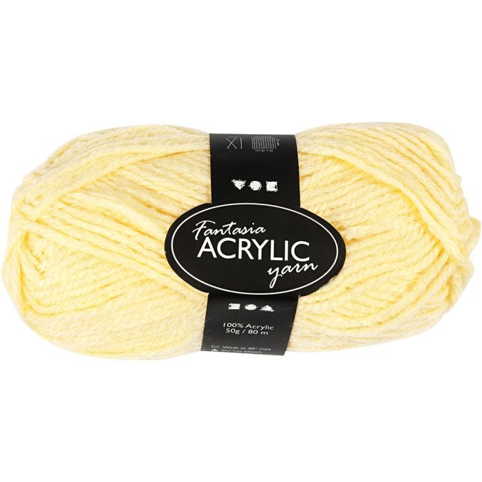 Fantasia Acrylic Yarn, L: 80 M, light yellow, 50 g/ 1 ball