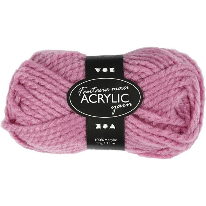 Fantasia Acrylic Yarn, L: 35 M, Maxi, rose, 50 g/ 1 ball