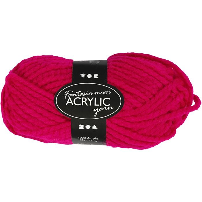 Fantasia Acrylic Yarn, L: 35 M, Maxi, fuchsia, 50 g/ 1 ball