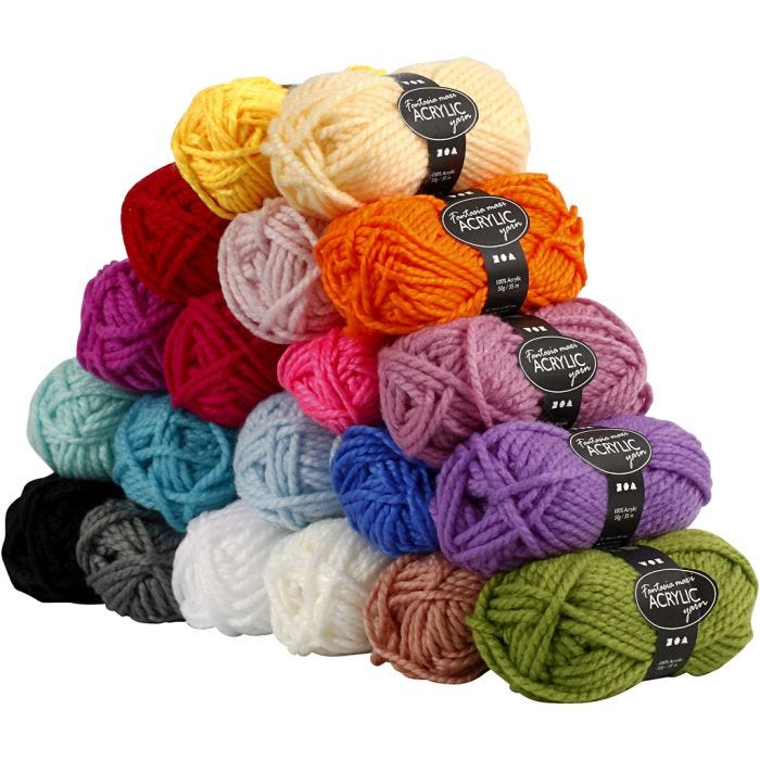 Fantasia Acrylic Yarn, L: 35 m, Maxi, assorted colours, 20x50 g/ 1 pack