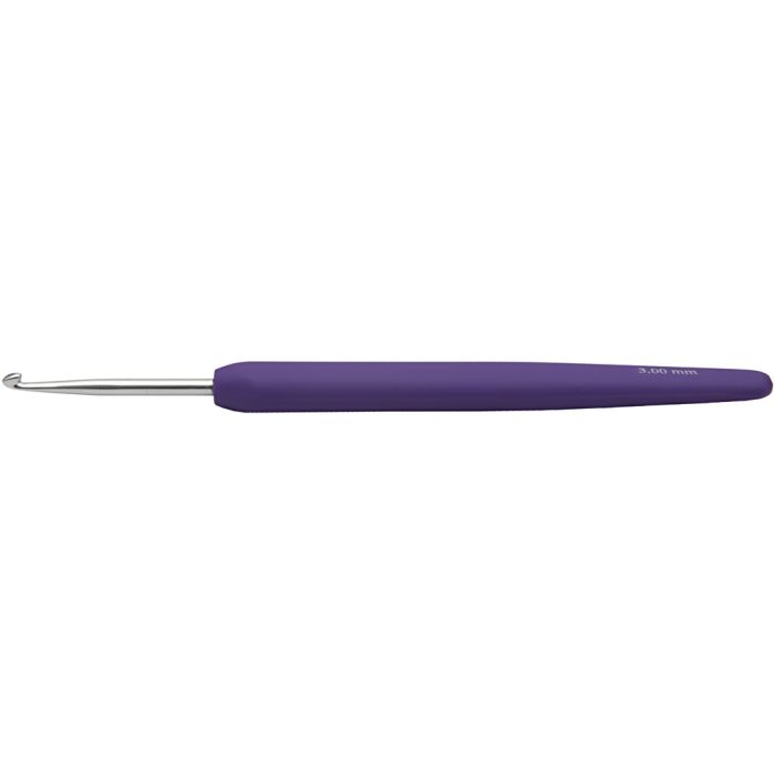 Crochet Hook, no. 3, L: 13,3 cm, size 3 mm, purple, 1 pc