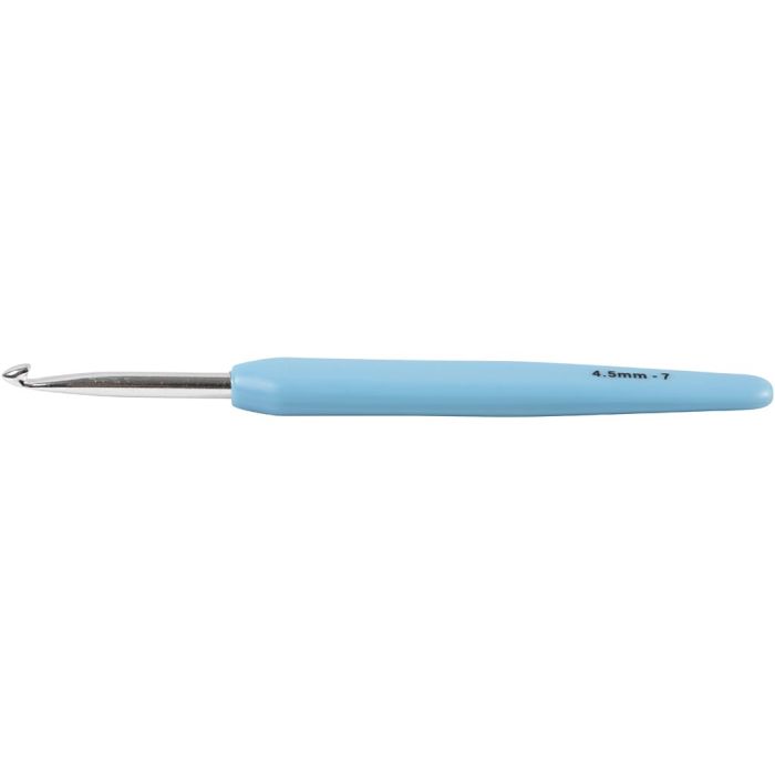 Crochet Hook, no. 4,5, L: 13,3 cm, size 4,5 mm, light blue, 1 pc