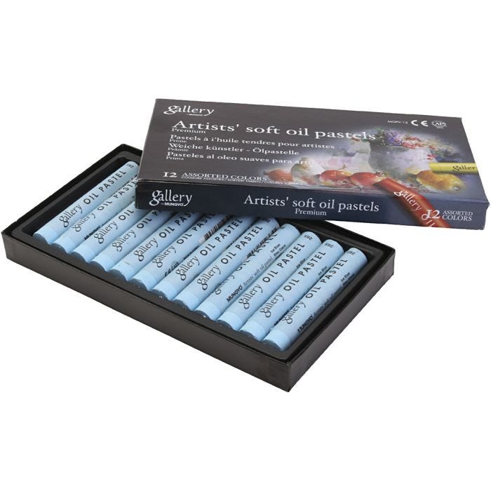 Gallery Oil Pastel, L: 7 cm, dia. 11 mm, thickness 11 mm, ice blue, 12 pc/ 1 pack