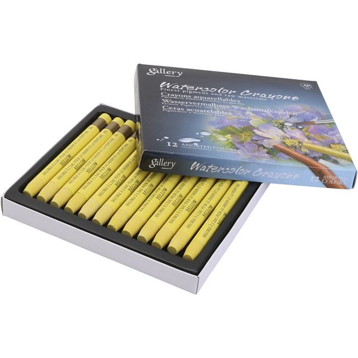 Watercolor Crayons, yellow, 12 pc/ 1 pack