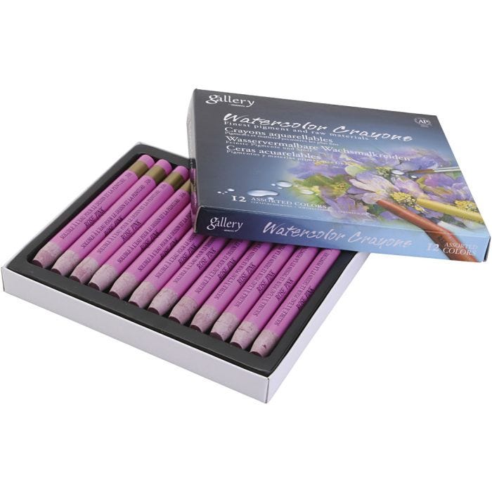 Watercolor Crayons, pink, 12 pc/ 1 pack