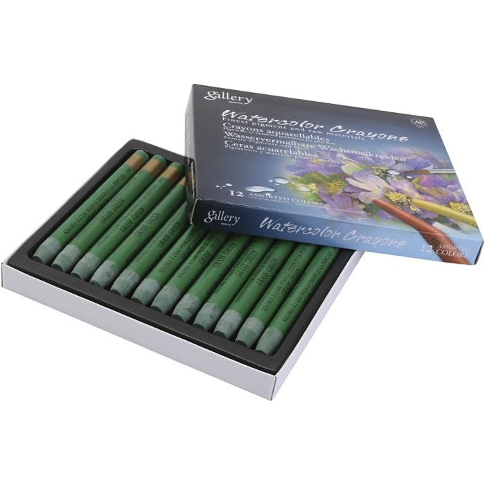 Watercolor Crayons, grass green, 12 pc/ 1 pack
