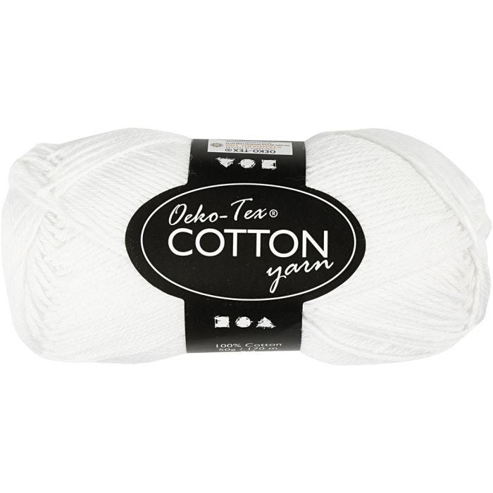Cotton Yarn, no. 8/4, L: 170 M, white, 50 g/ 1 ball