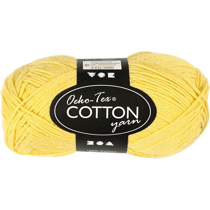 Cotton Yarn, no. 8/4, L: 170 M, yellow, 50 g/ 1 ball