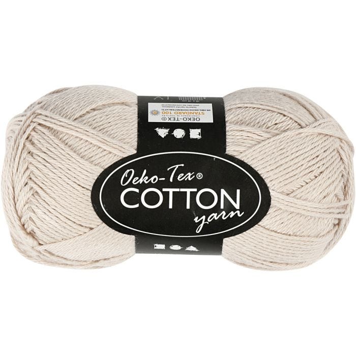 Cotton Yarn, 8/4, L: 170 M, sand, 50 g/ 1 ball