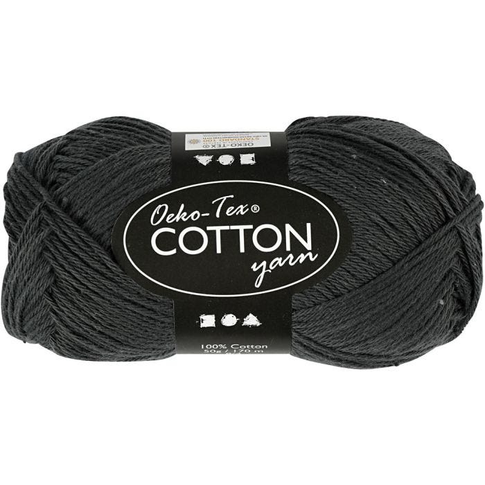Cotton Yarn, no. 8/4, L: 170 M, anthracite grey, 50 g/ 1 ball