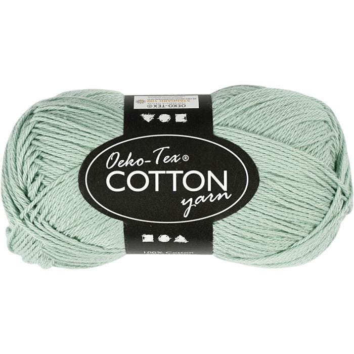 Cotton Yarn, no. 8/4, L: 170 M, mint green, 50 g/ 1 ball