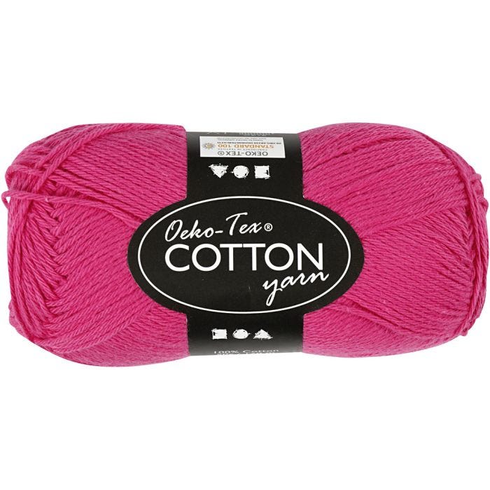 Cotton Yarn, no. 8/4, L: 170 M, pink, 50 g/ 1 ball
