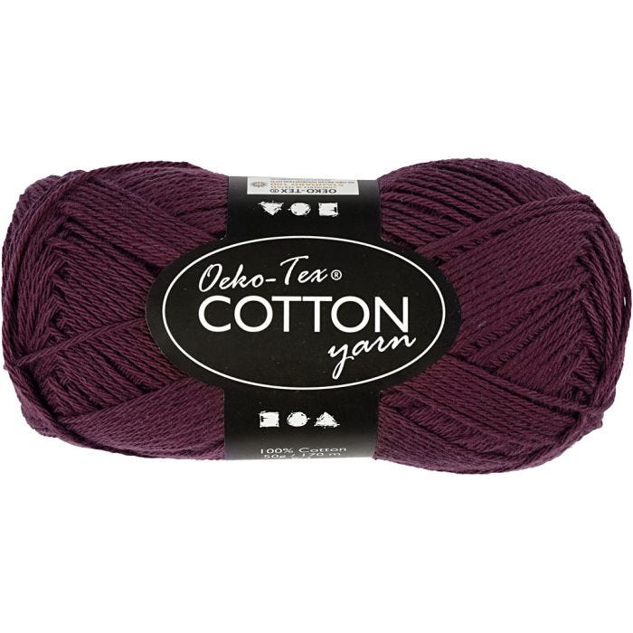 Cotton Yarn, 8/4, L: 170 M, plum, 50 g/ 1 ball