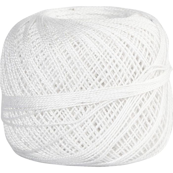 Mercerised cotton yarn, hook 2-2,5, white, 125 m, 20 g/ 1 ball