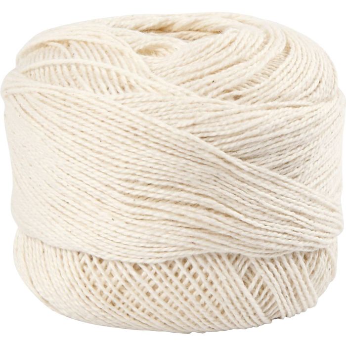 Mercerised cotton yarn, hook 2-2,5, off-white, 125 m, 20 g/ 1 ball